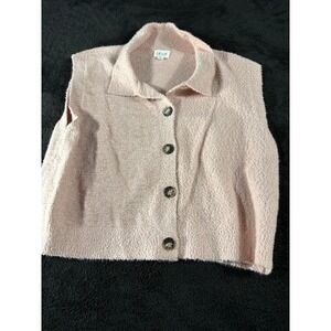 Le Lis Collection Womens Sleeveless Button Down‎ Fuzzy Sweater Vest